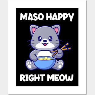 Miso Soup Cat Anime Japanese Maki Miso Happy Posters and Art